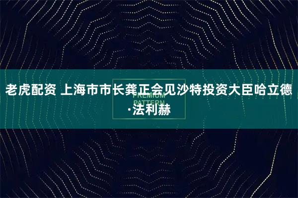 老虎配资 上海市市长龚正会见沙特投资大臣哈立德·法利赫